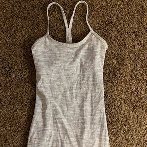lululemon light grey power y tank!